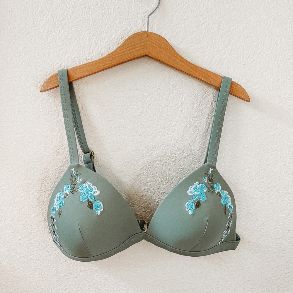Cute embroidery swim bikini bra sz S